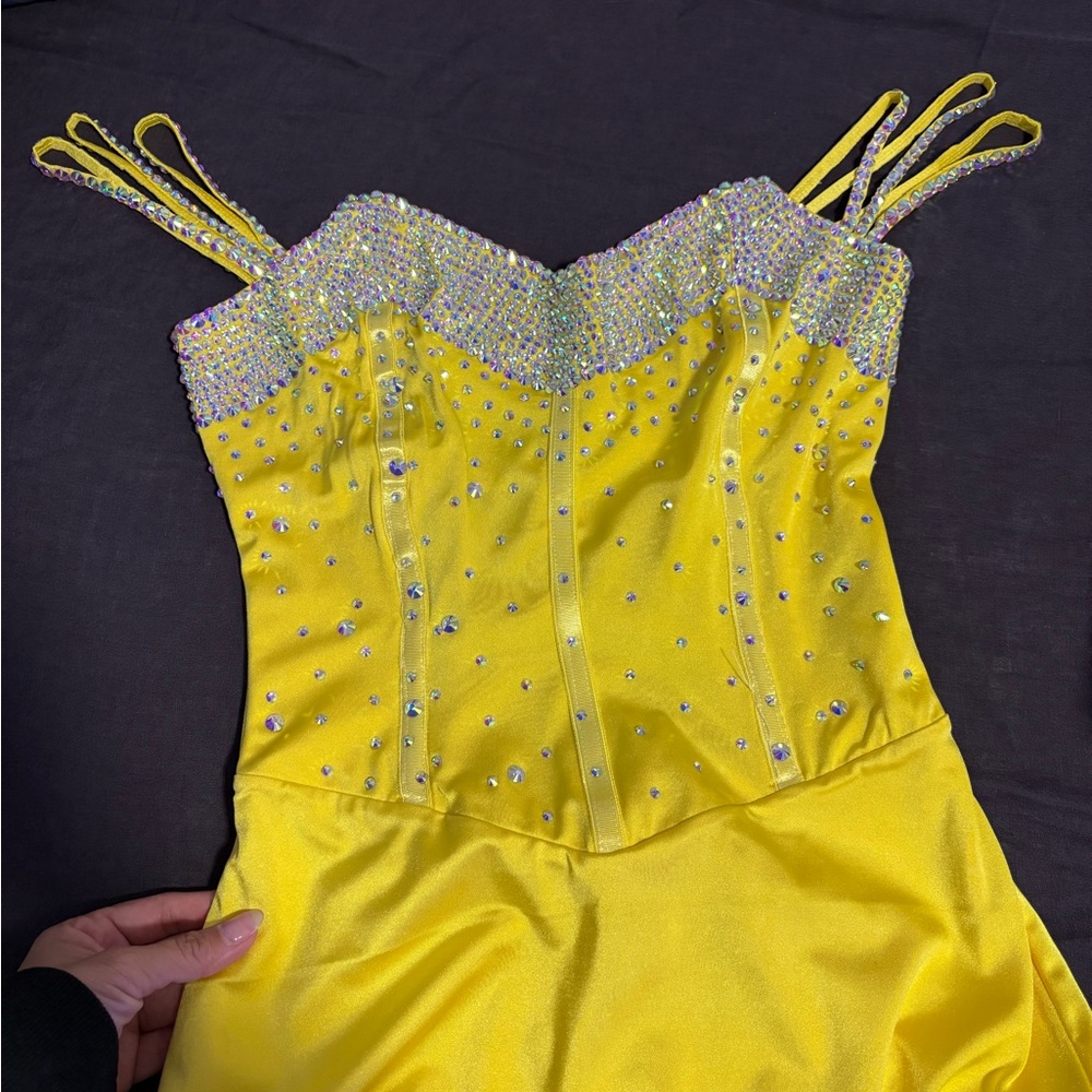 Yellow Beaded Strap Dress